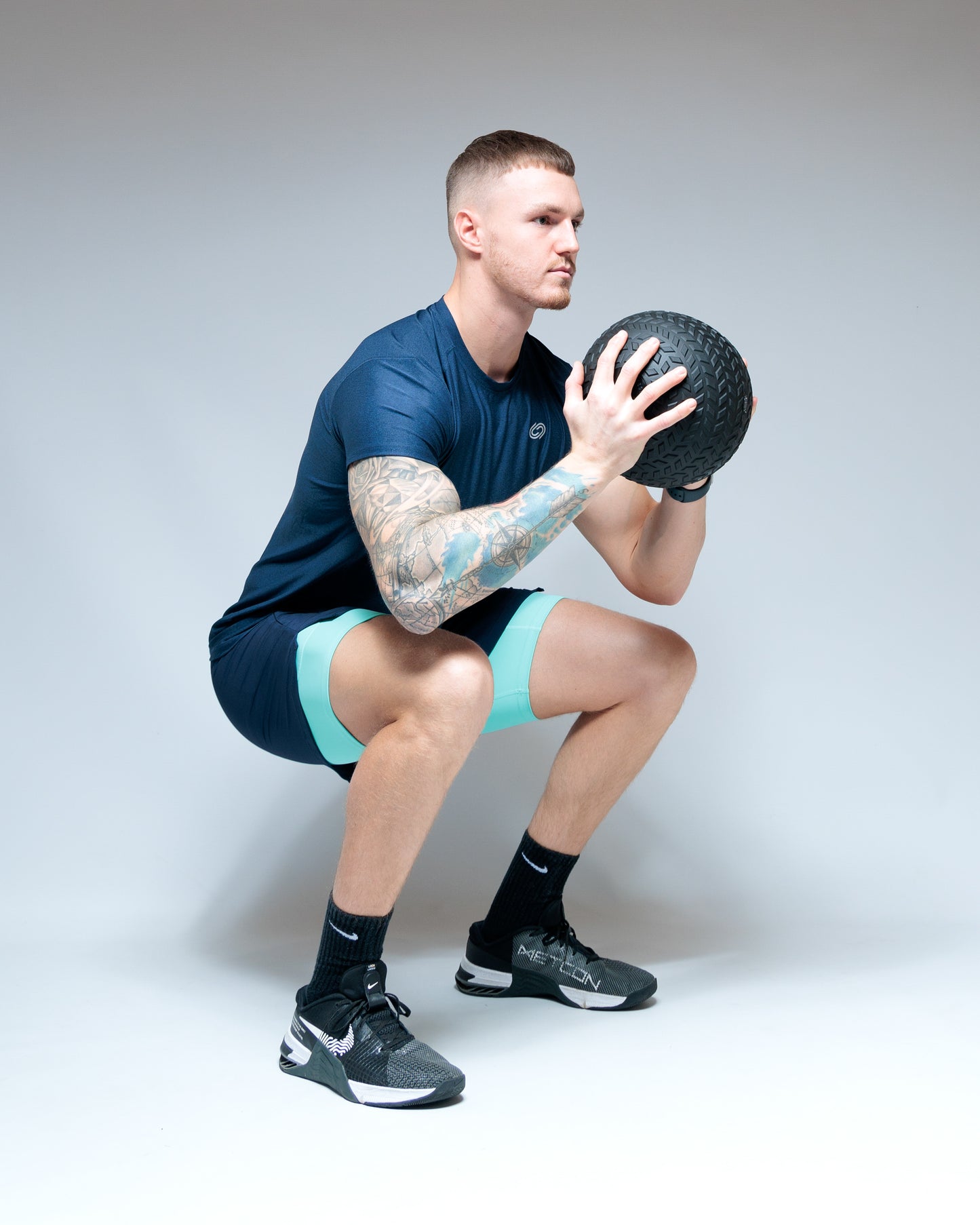 Men's Navy and Peppermint Compression 2-1 Shorts
