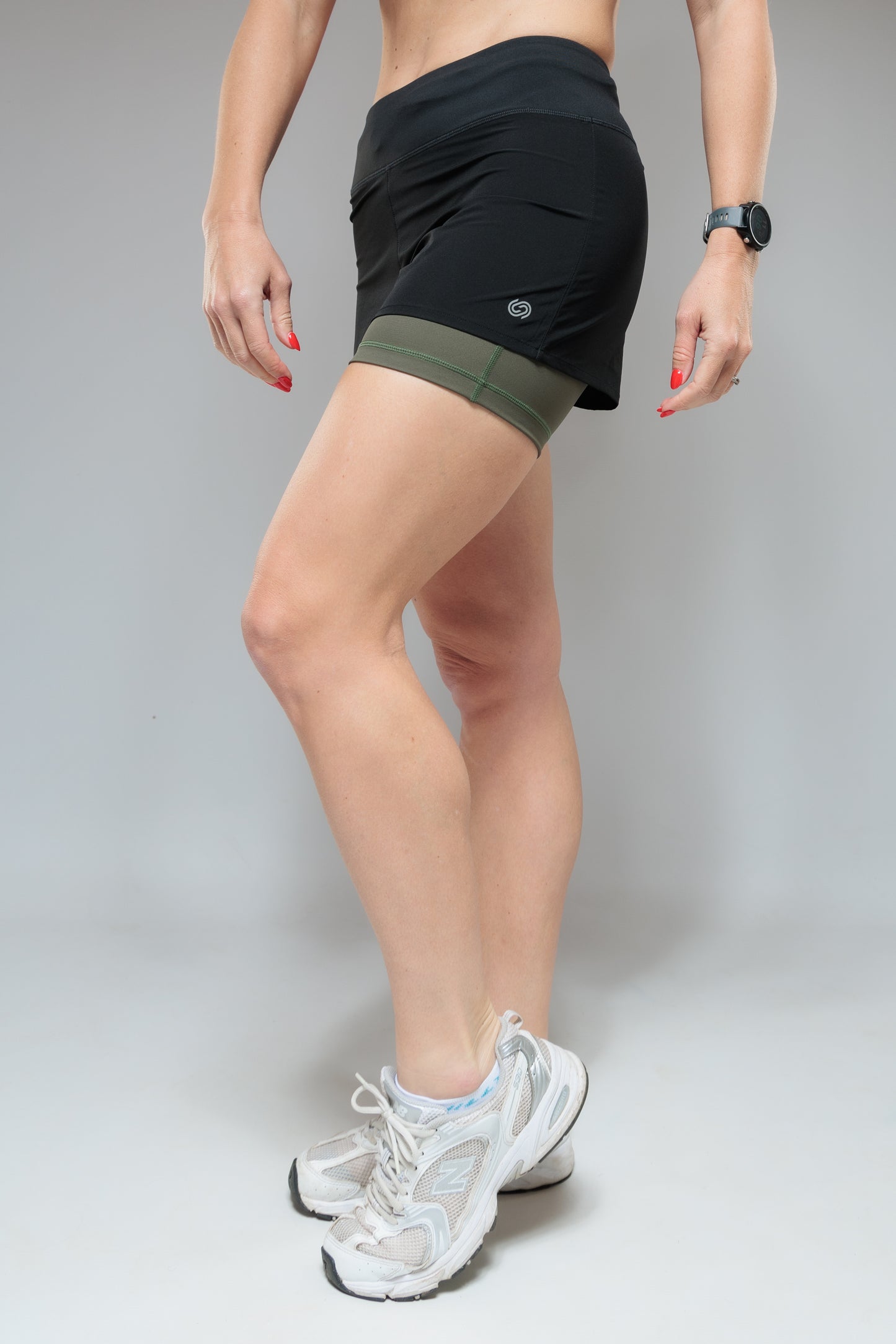 Black and Olive 2-1 Shorts