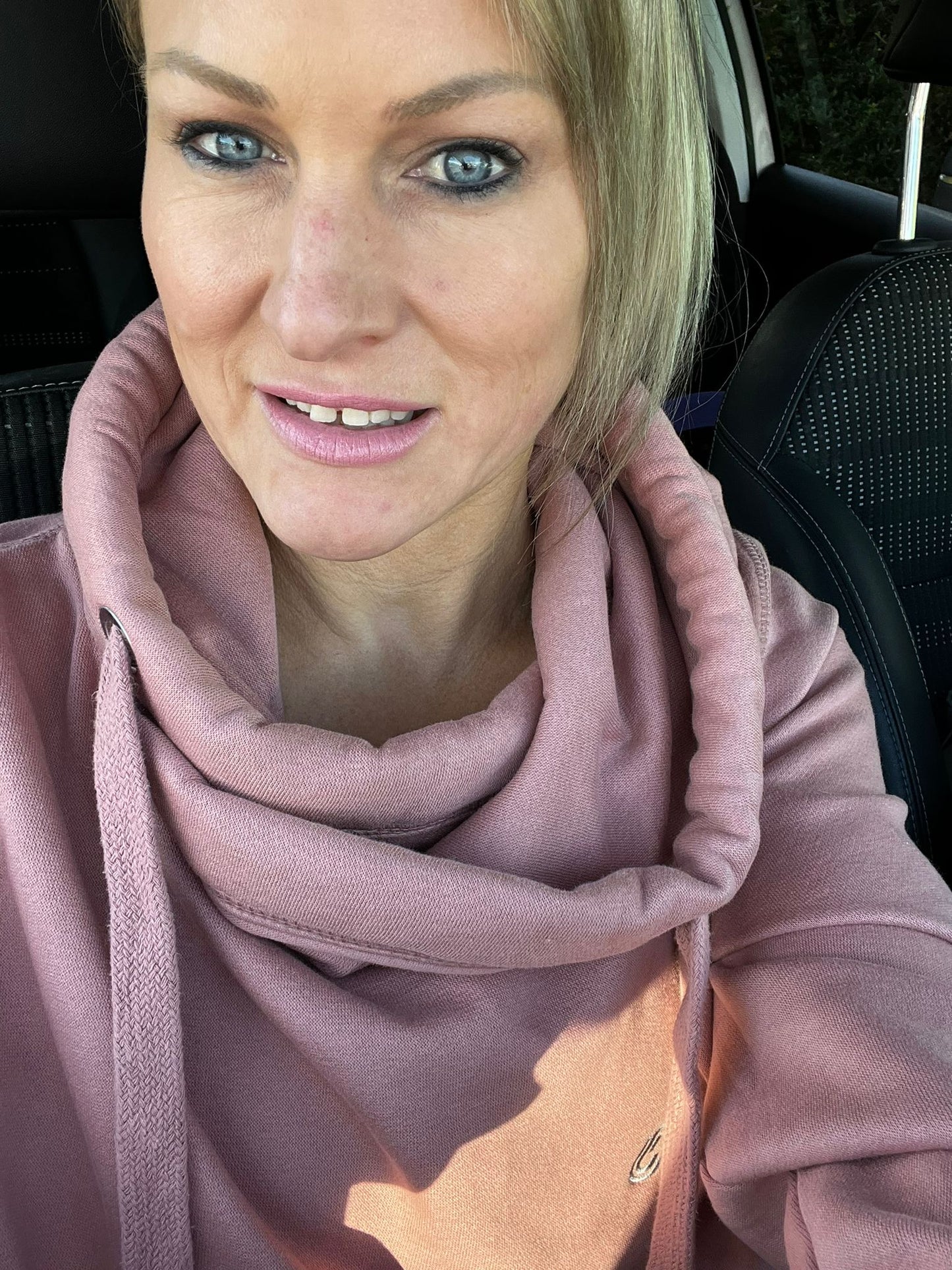 Dusky Pink Cross Neck Hoodie