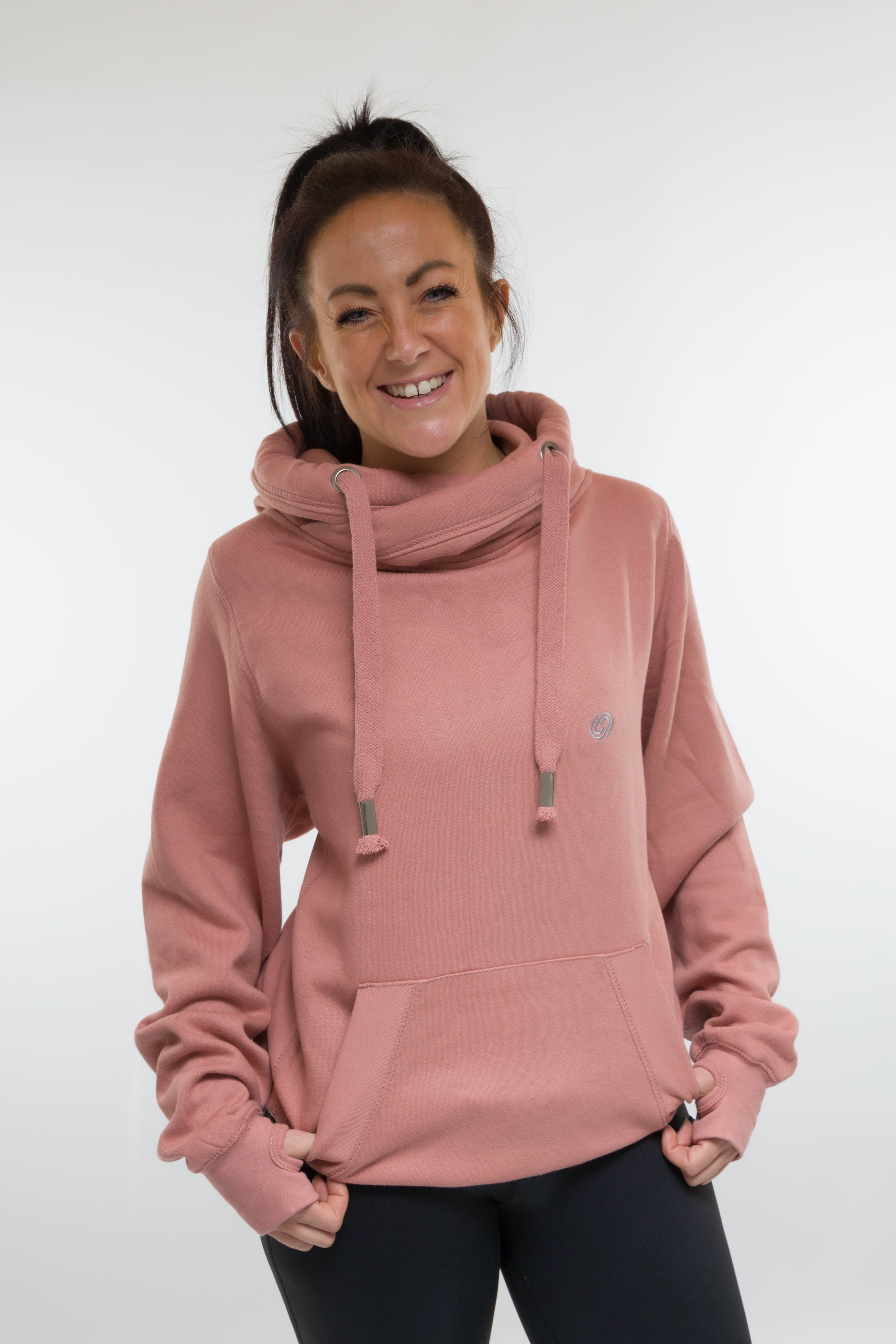 Dusky Pink Cross Neck Hoodie – Designed By Sports