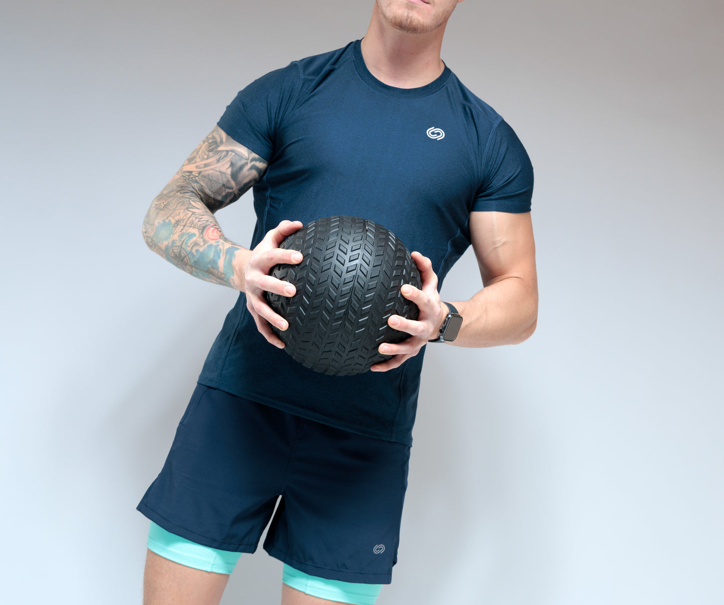 Navy and Peppermint Compression 2-1 Shorts