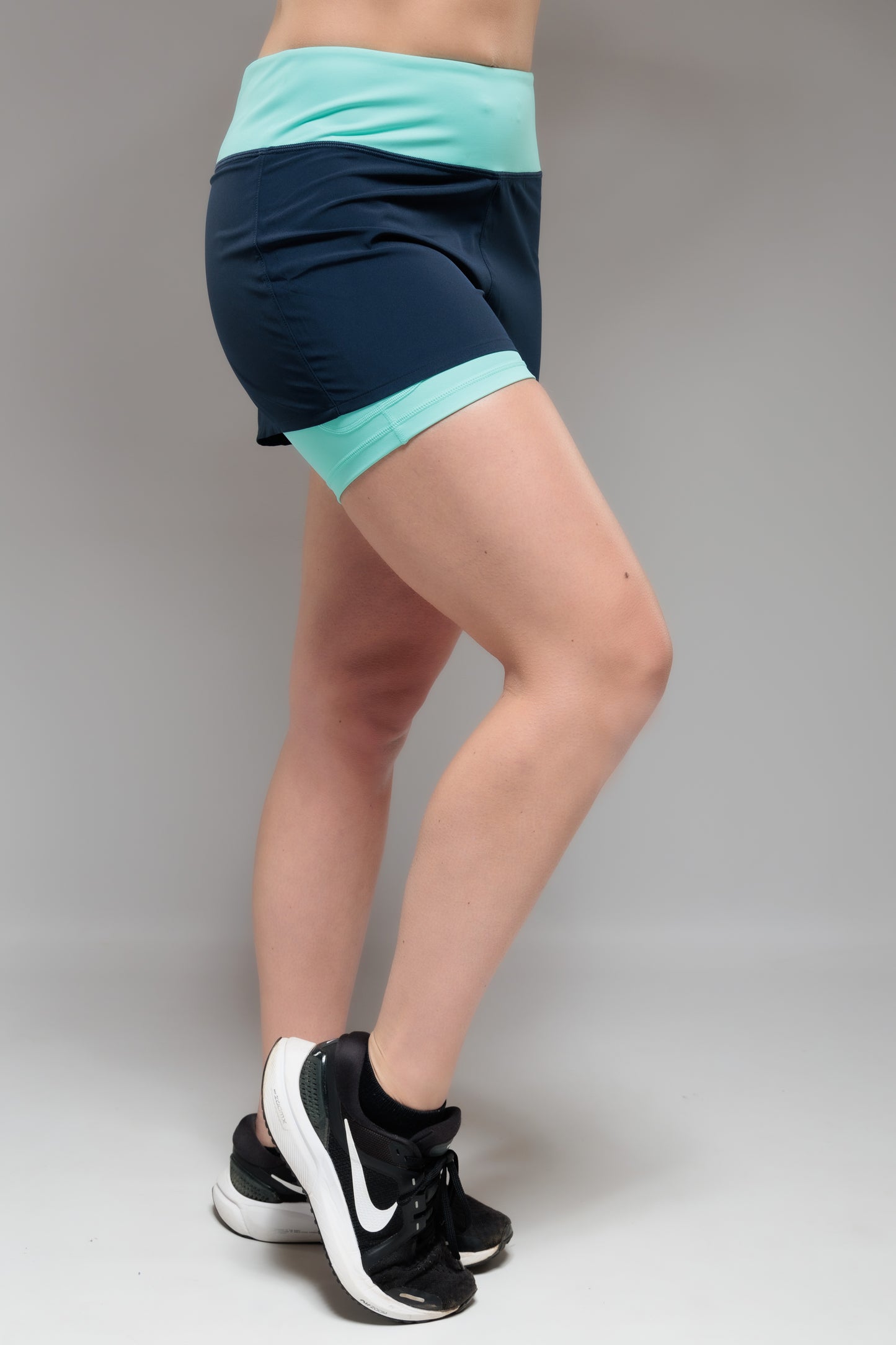 Navy and Peppermint 2-1 Shorts