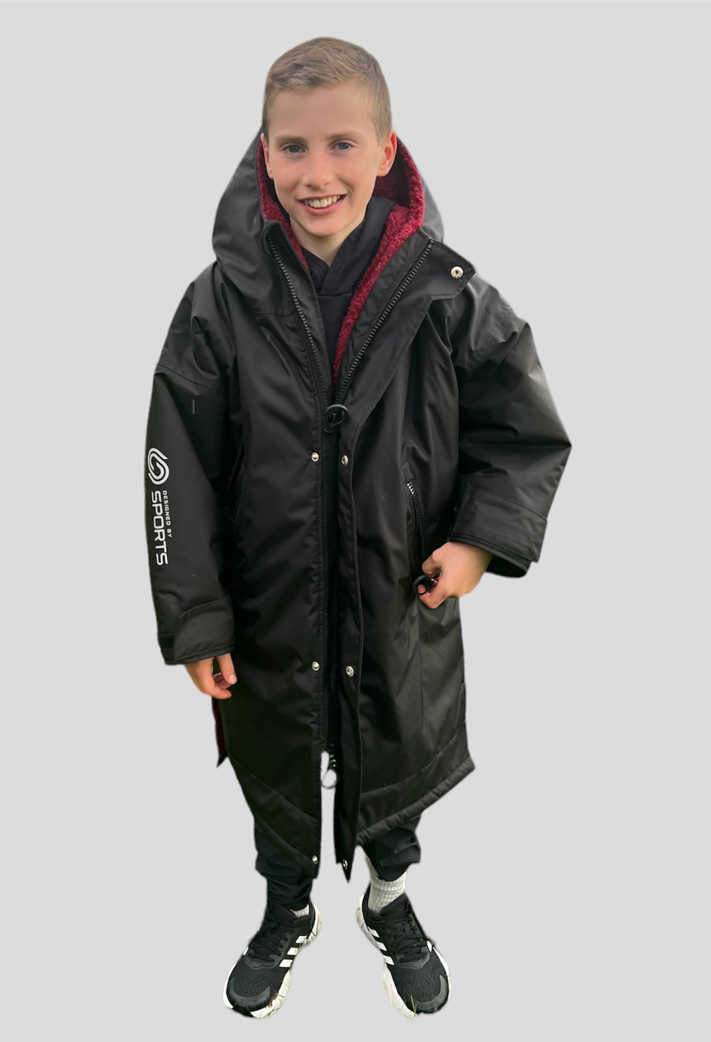 Childrens Cocoon Coat - Black and Red