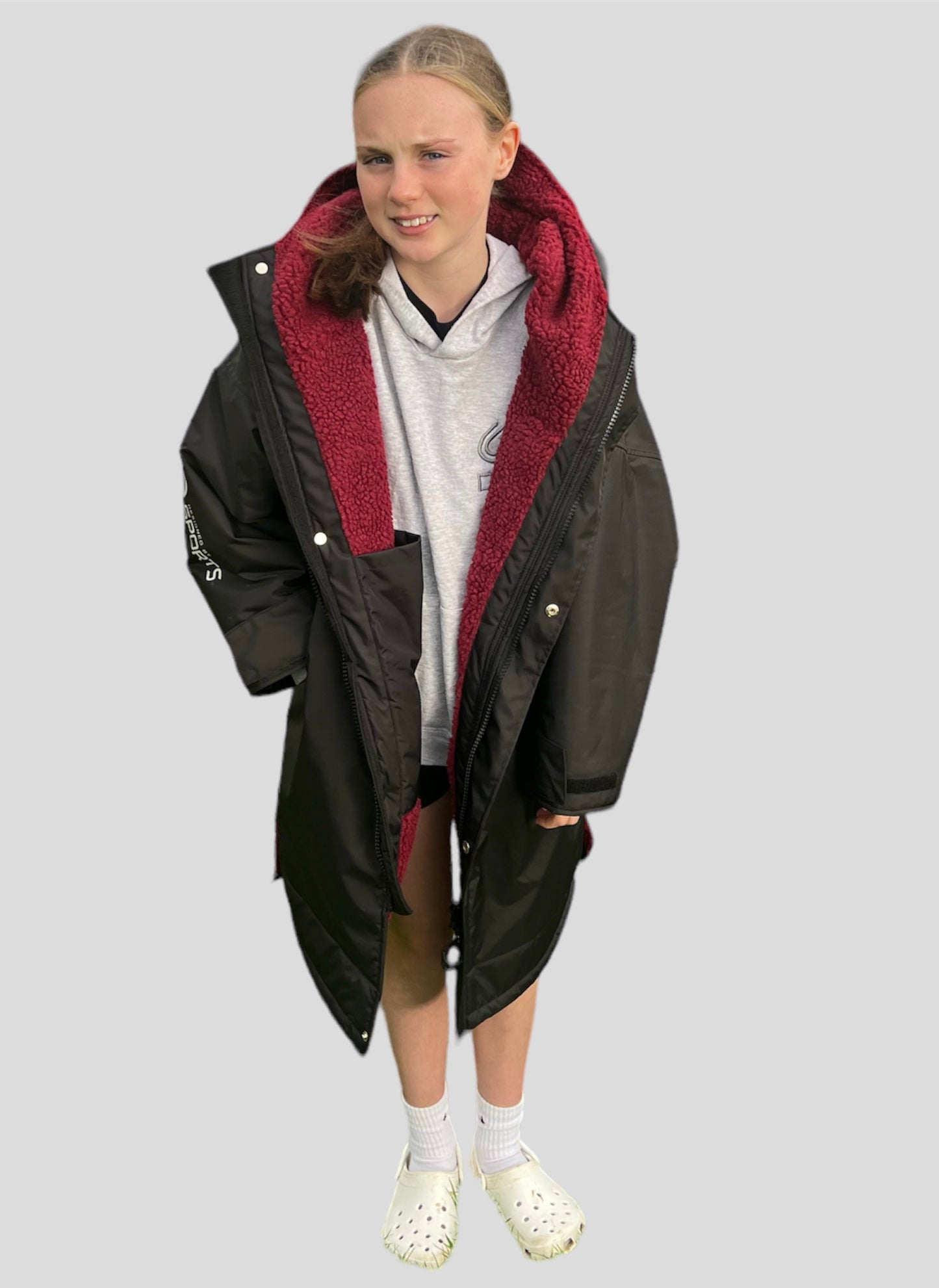 Childrens Cocoon Coat - Black and Red