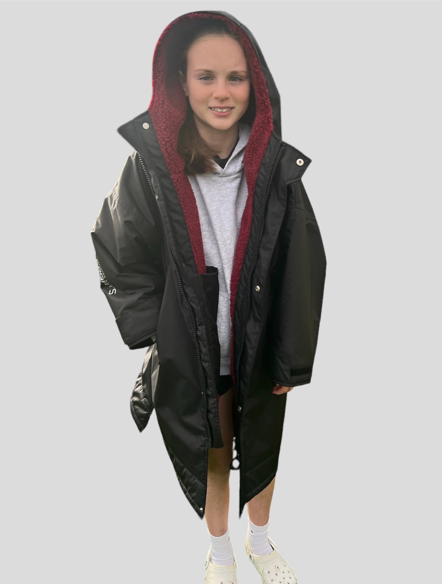 Childrens Cocoon Coat - Black and Red