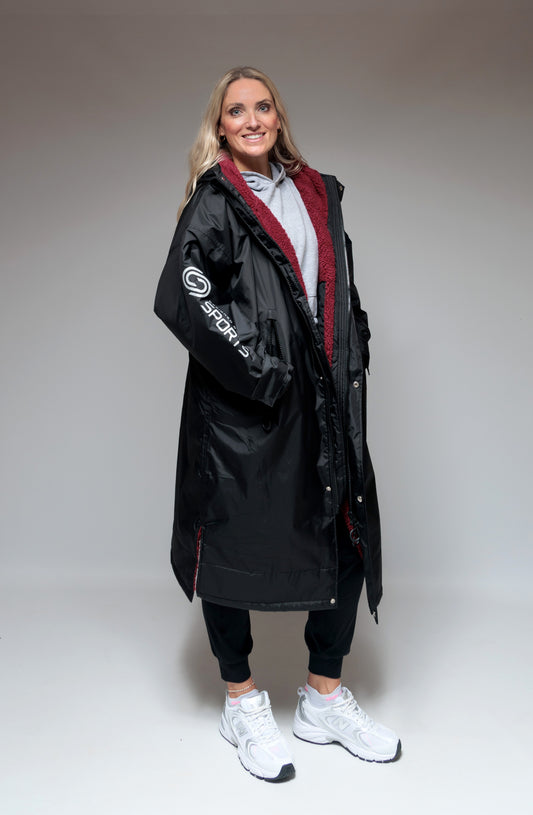 DBS Cocoon Coat - Black and Red