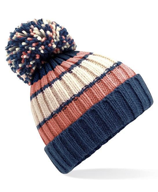 Pink, Blue and Cream Bobble Hat
