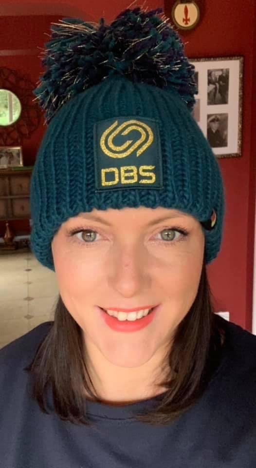 Teal and Gold Bobble Hat